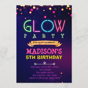 Glow party birthday invitation
