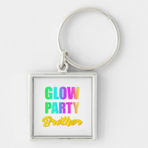 Glow Party Brother Retro 80s Birthday Gift Keychain