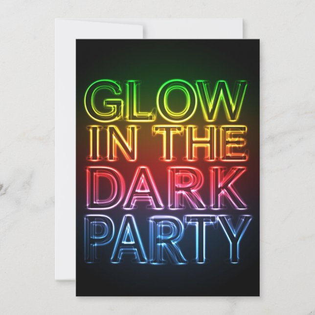 GLOW PARTY Glow in the Dark Birthday Party Invitation (Front)