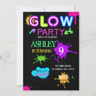 Glow party invitation