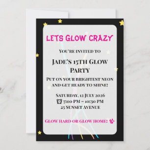 Glow Party Invitation  Teen/Adult Party 