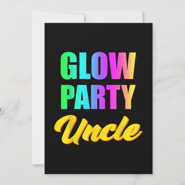 Glow Party Uncle Retro 80s Birthday Party Group Invitation (Front)