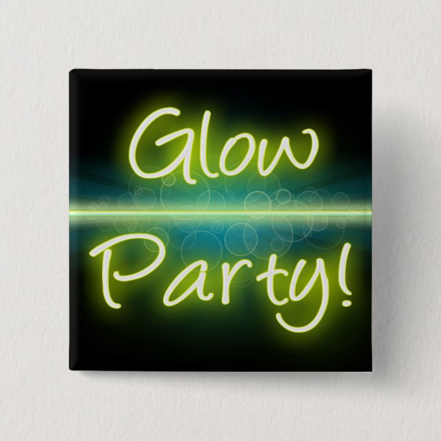 Glow Party, Yellow/Green Blacklight 2 Inch Square Button (Front)