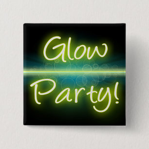 Glow Party, Yellow/Green Blacklight 2 Inch Square Button