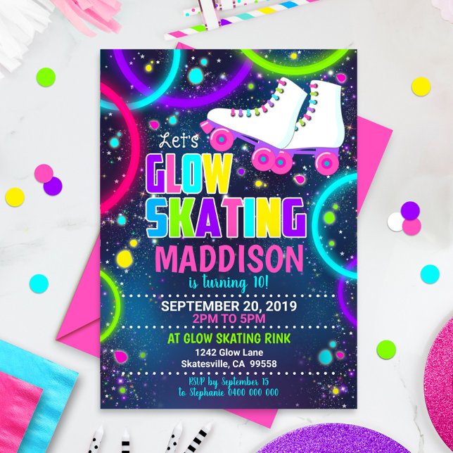 Glow Roller Skate Invitation Roller Skating Party (Creator Uploaded)