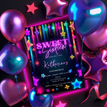 Glow Sweet 16 Sixteen Retro 80s Neon Bright