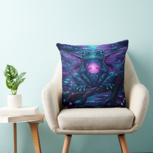 GlowFrogFantasy Throw Pillow