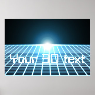Glowing 3D-Grid with customizable text Poster