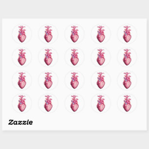 glowing anatomical heart  classic round sticker