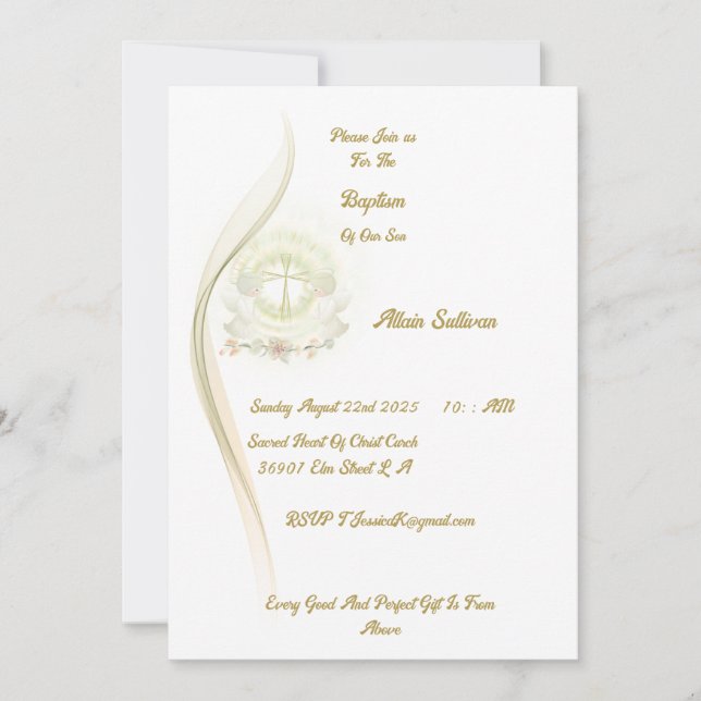 Glowing angels baptism invitation  (Front)
