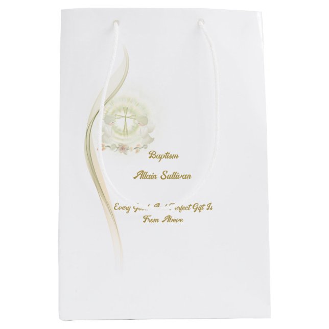 Glowing angels baptism  medium gift bags  (Front)