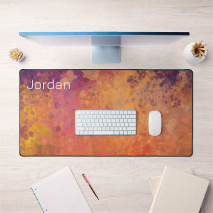Glowing Autumn Branch Watercolor Desk Mat
