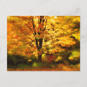 Glowing Autumn Tree Painting Postcard