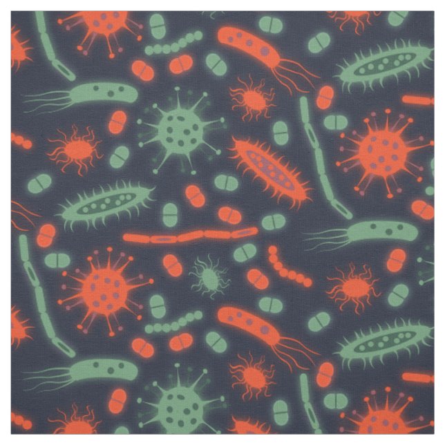 Glowing Bacteria Microorganism green red Fabric (Swatch)