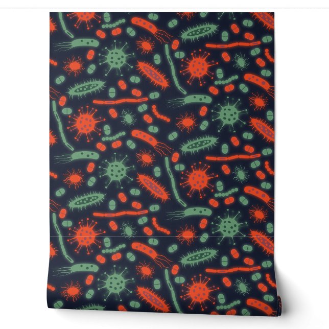 Glowing Bacteria Microorganism green red Wallpaper (Unrolling)