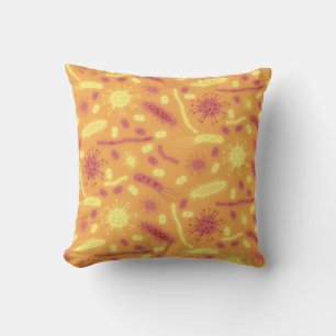 Glowing Bacteria Microorganism orange Throw Pillow