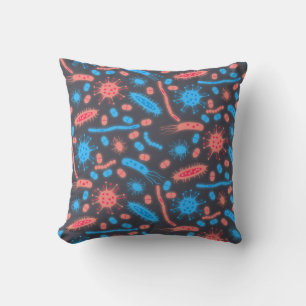 Glowing Bacteria Microorganism pink blue Throw Pillow