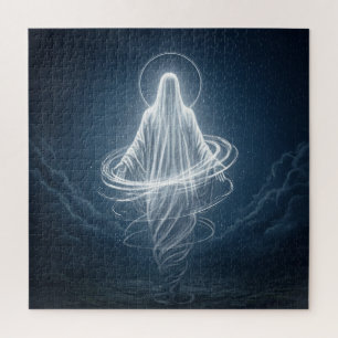 Glowing Beautiful Spirit Hovering in Deep Space Jigsaw Puzzle