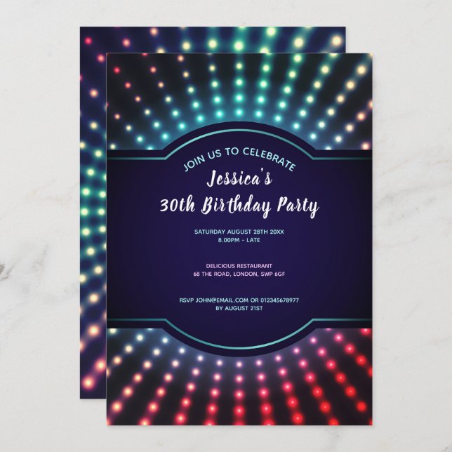 Glowing Birthday Party Invitation (Front/Back)