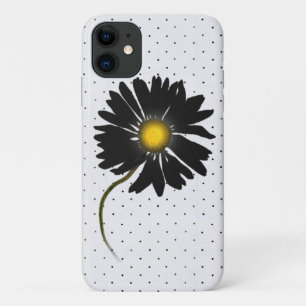 glowing black daisy on dots iPhone 11 case