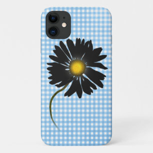glowing black daisy on gingham iPhone 11 case