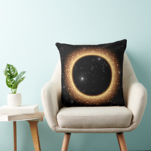 Glowing Black Hole Golden Ring Space Art Design Throw Pillow