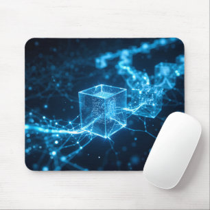 Glowing Blockchain Path Mouse Pad