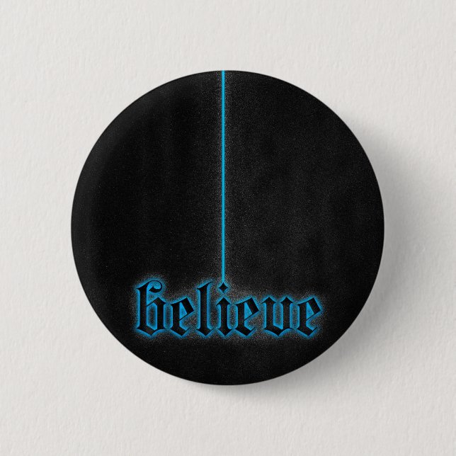 Glowing Blue Believe 2 Inch Round Button (Front)