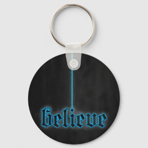 Glowing Blue Believe Keychain