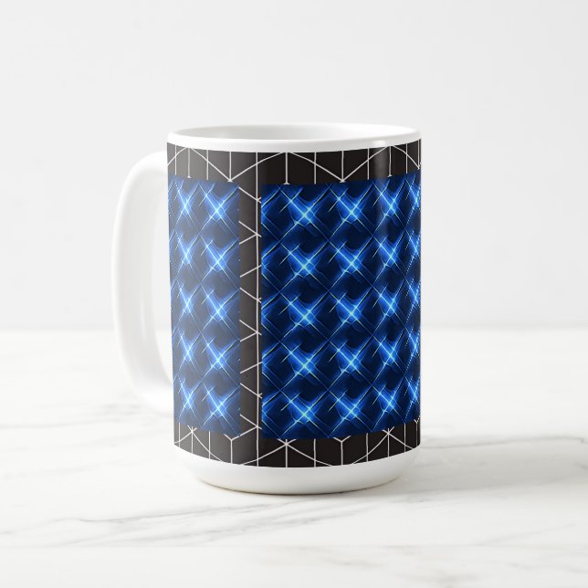 Glowing Blue Butterfly Pattern Coffee Mug (Front Left)