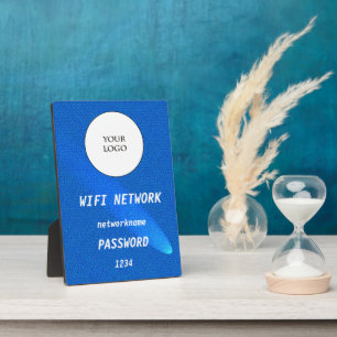Glowing Blue Leather Share Wifi Network Plaque