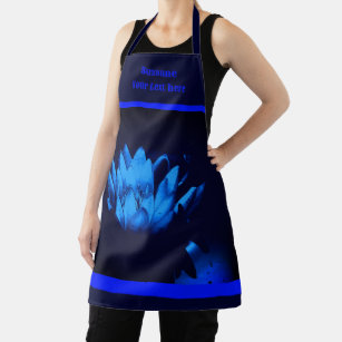 Glowing Blue Lotus Lily Flower Personalized Apron