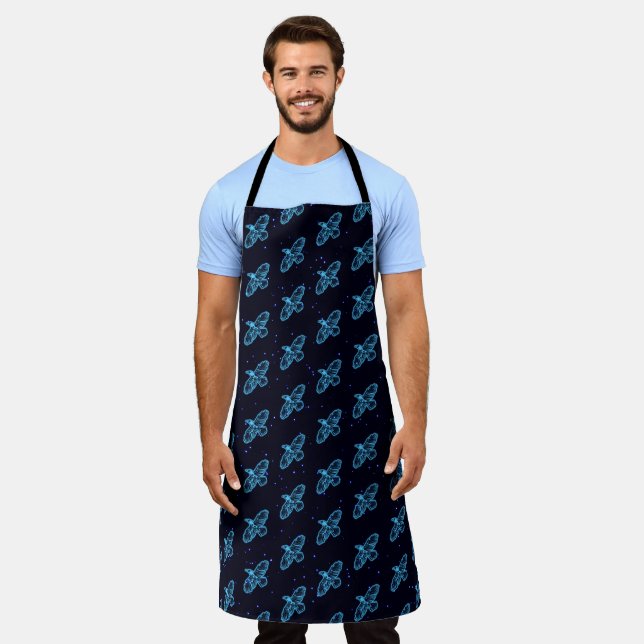 Glowing Blue Raven On Stars Apron (Worn)