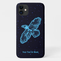 Glowing Blue Raven On Stars