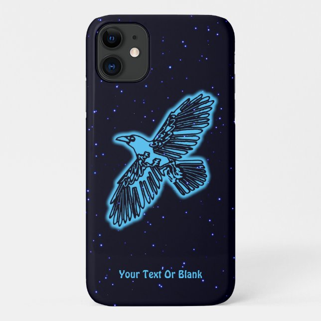 Glowing Blue Raven On Stars Case-Mate iPhone Case (Back)