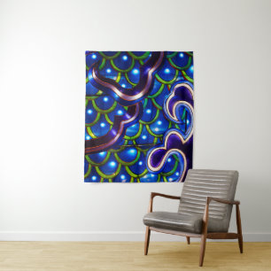 Glowing Blue Scales  Tapestry