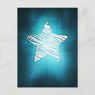 Glowing blue star postcard