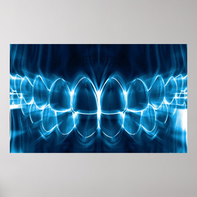 Glowing Blue Teeth Dentist Orthodontist Poster (Front)