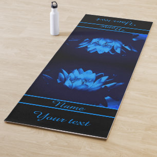 Glowing Blue Water Lily Lotus Flower Personalized Yoga Mat