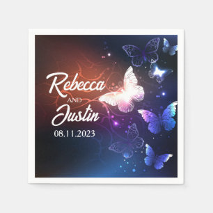 Glowing Butterflies Neon Boho Napkins