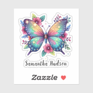 Glowing butterfly personalized custom name sticker