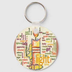 Glowing Candle Light Word Cloud Design Keychain
