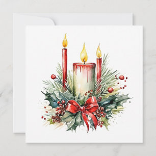 "Glowing Candles & Silent Night: Serene Christmas Card