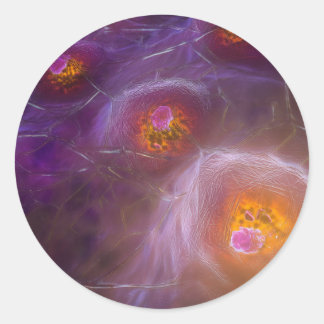 Glowing Cellular Network Abstract Art Classic Round Sticker