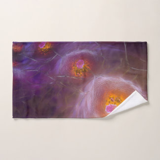 Glowing Cellular Network Abstract Art Hand Towel