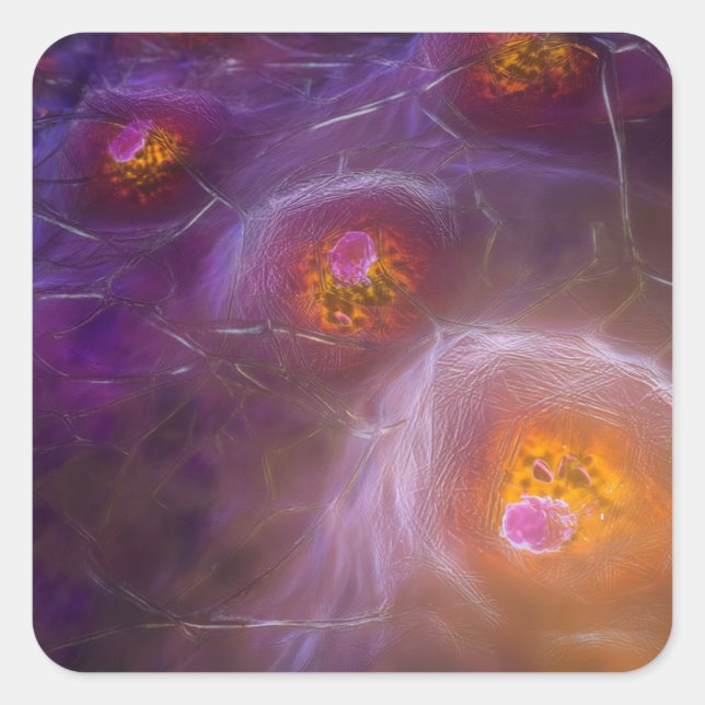 Glowing Cellular Network Abstract Art Square Sticker (Front)