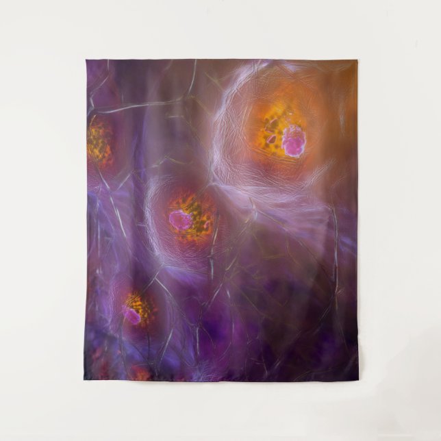 Glowing Cellular Network Abstract Art Tapestry (Front)