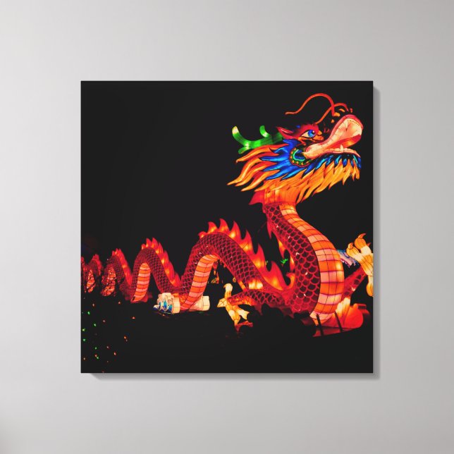 Glowing Chinese Parade Dragon Canvas Print (Front)