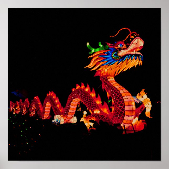 Glowing Chinese Parade Dragon Poster (Front)
