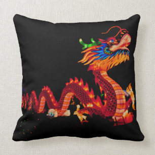 Glowing Chinese Parade Dragon Throw Pillow